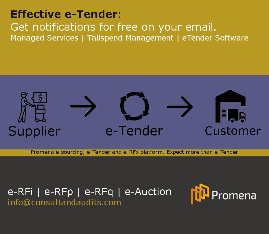 Promena e-Tender web-based platform picture showing electronic tender workflow