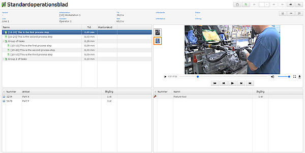 Imagen de Instrucción de Trabajo con link a video de la operación