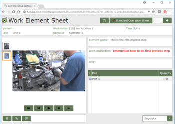 Instrucción de trabajo con controles de video, play, retroceder, avanzar..
