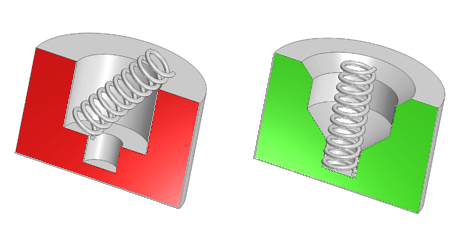 Change to Design shows modified nut hole to facilitate spring input